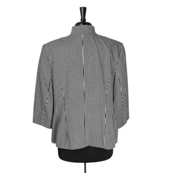Chaps Ralph Lauren Women’s Blazer 18W Black White Striped Preppy Career Jacket - Picture 2 of 8